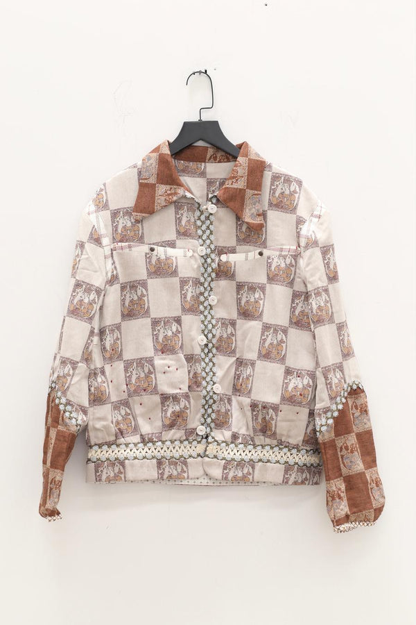 communs jacquard iran pattern jacket SS22-V108 white and brown
